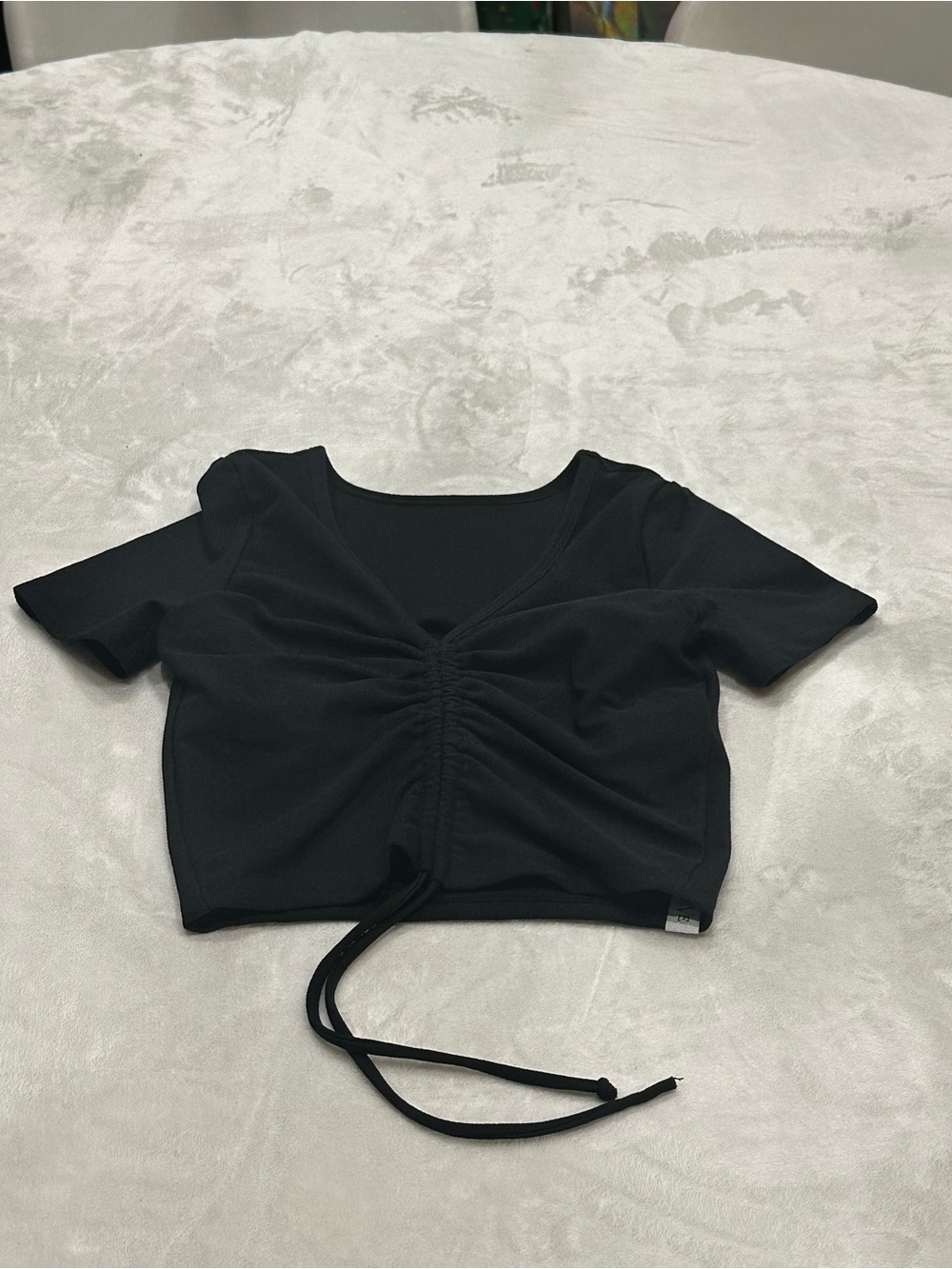 FIVE THE LABEL Black Ruched Drawstring Crop Top - Women